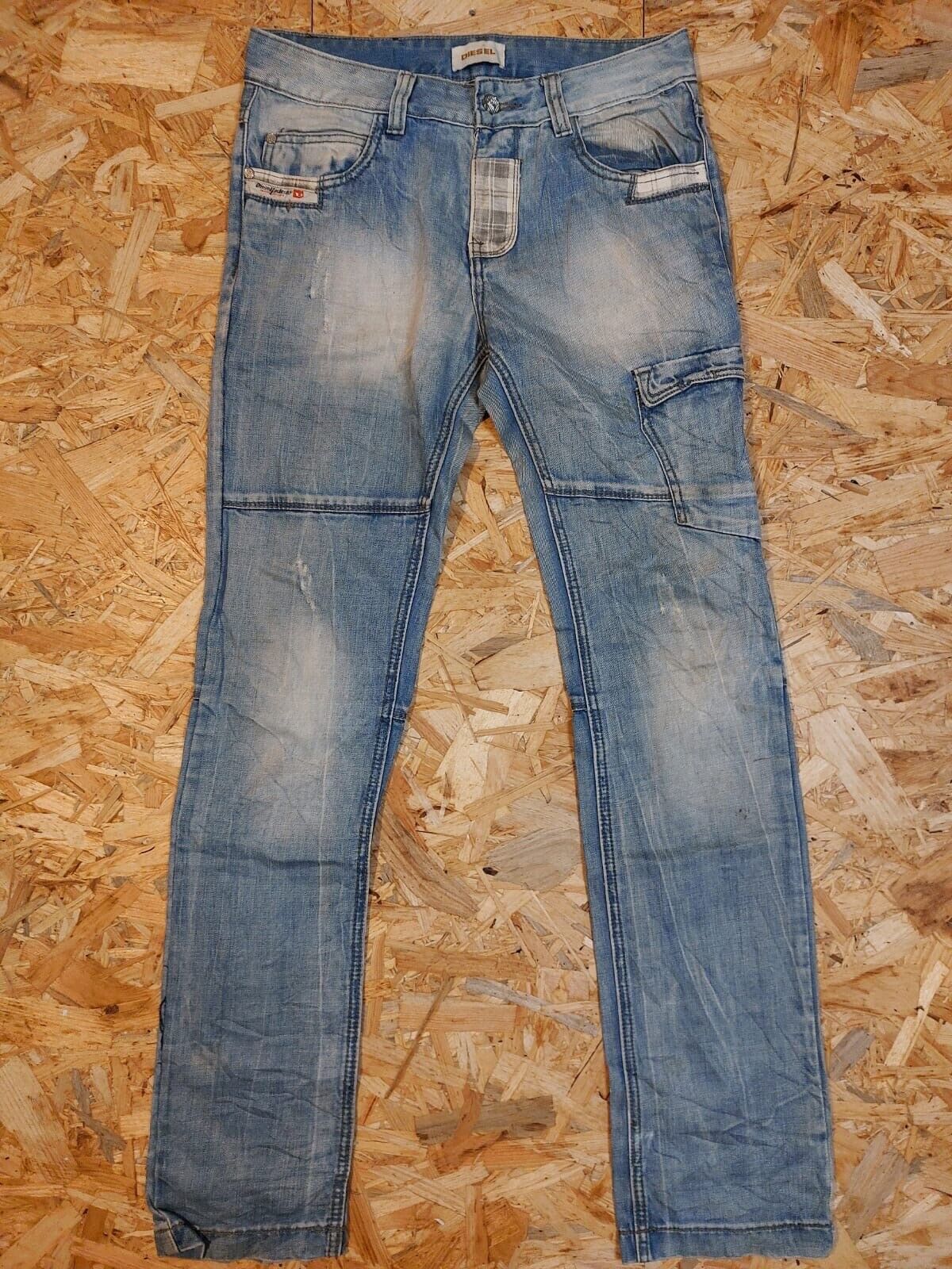 Vintage Diesel Industry W31 L33 rework Light Blue Straight Denim Jeans 90s retro