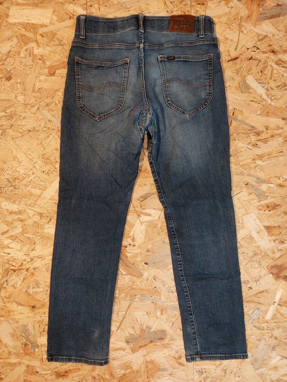 Vintage LEE W32 L32 Slim Straight Fit Blue Denim Jeans 90s retro