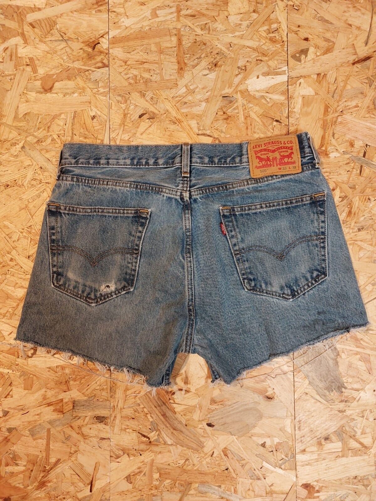 Vintage Levis Jorts W33 L32  Light Blue Denim Jeans Shorts 90s retro