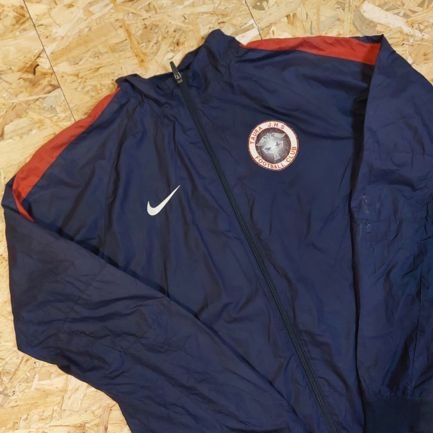 Vintage Nike Sz L large Windbreaker Tracksuit Jacket Blue 90s Nike Tick Football