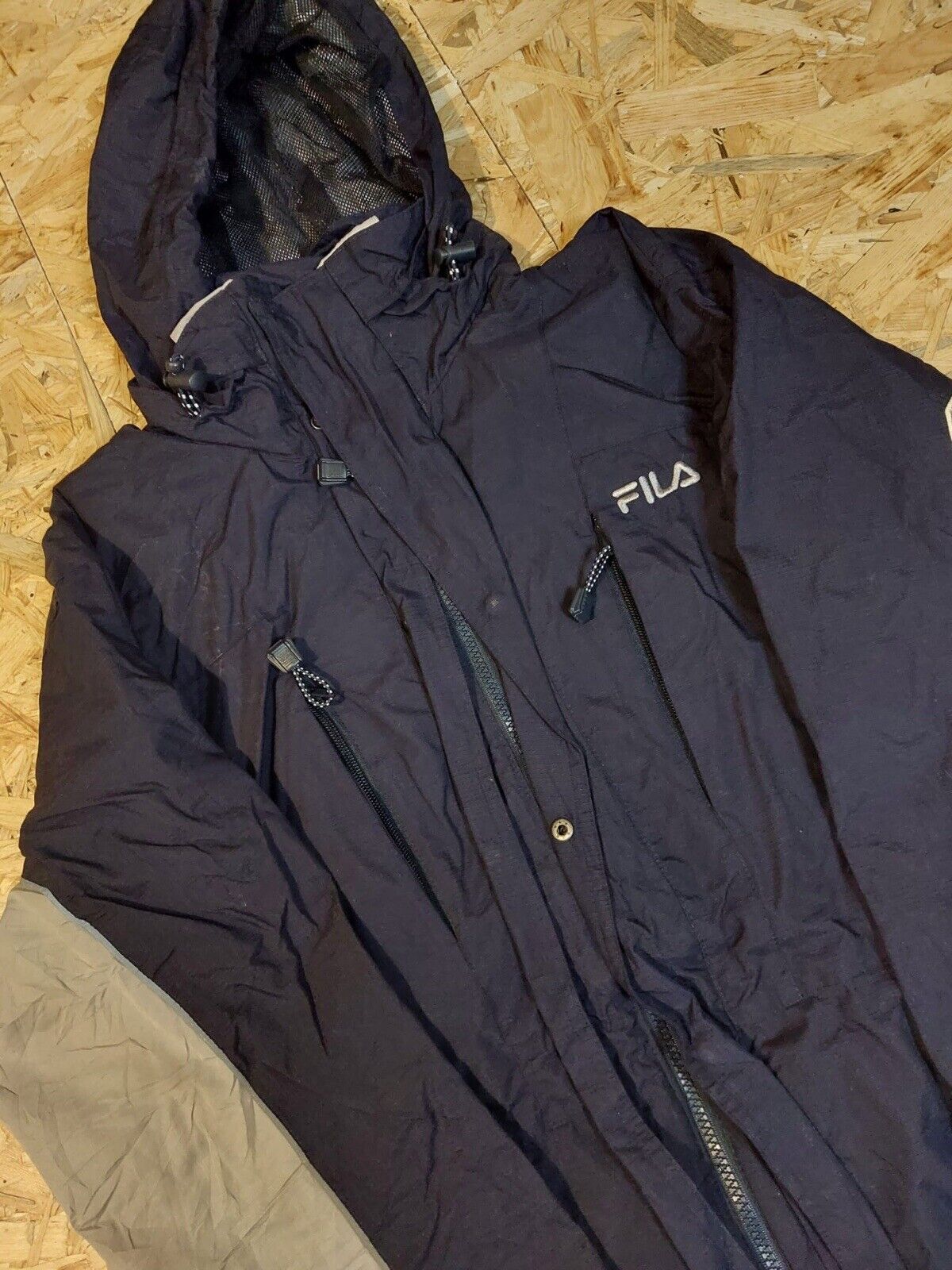 Vintage Fila Sz M Windbreaker Tracksuit Jacket Blue Light Grey 90s retro