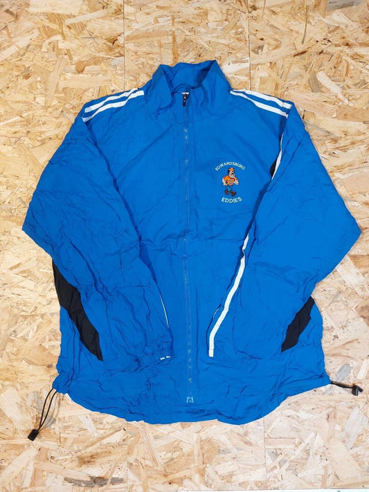 VTG High Five Sz L Blue Windbreaker Tracksuit Jacket White stripe 90s retro