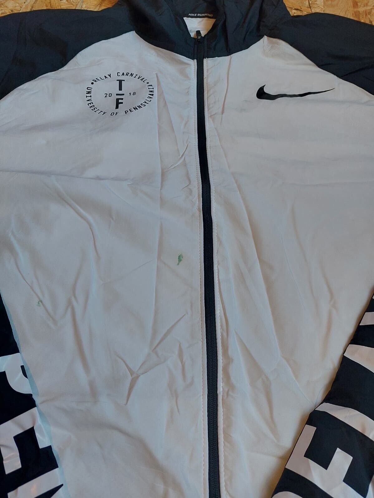 Vintage Nike Run Sz XL  White Black Windbreaker Tracksuit Jacket 90s retro relay