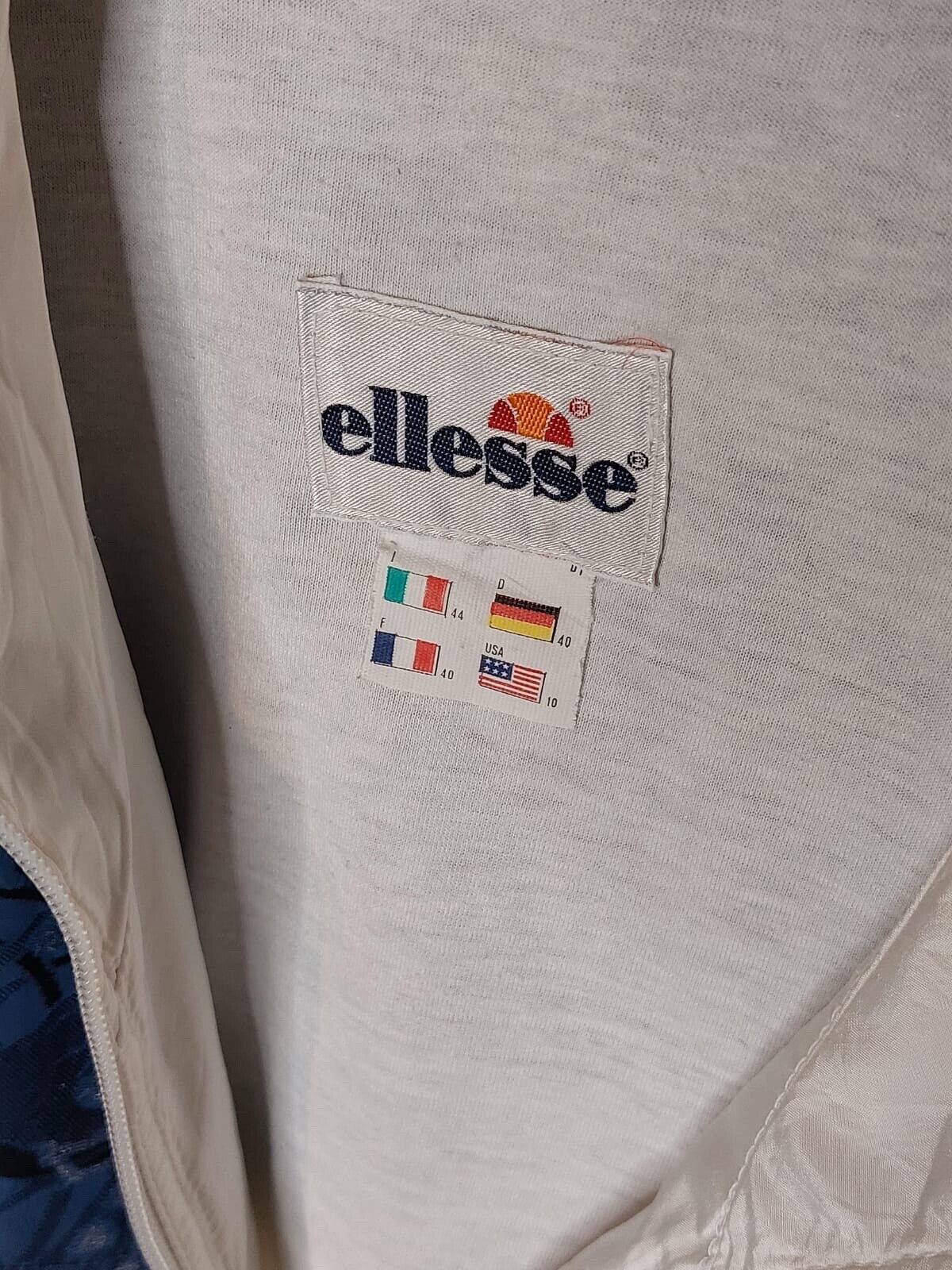 Vintage Ellesse White Classic Sz 10 Track Windbreaker Jacket 80s retro