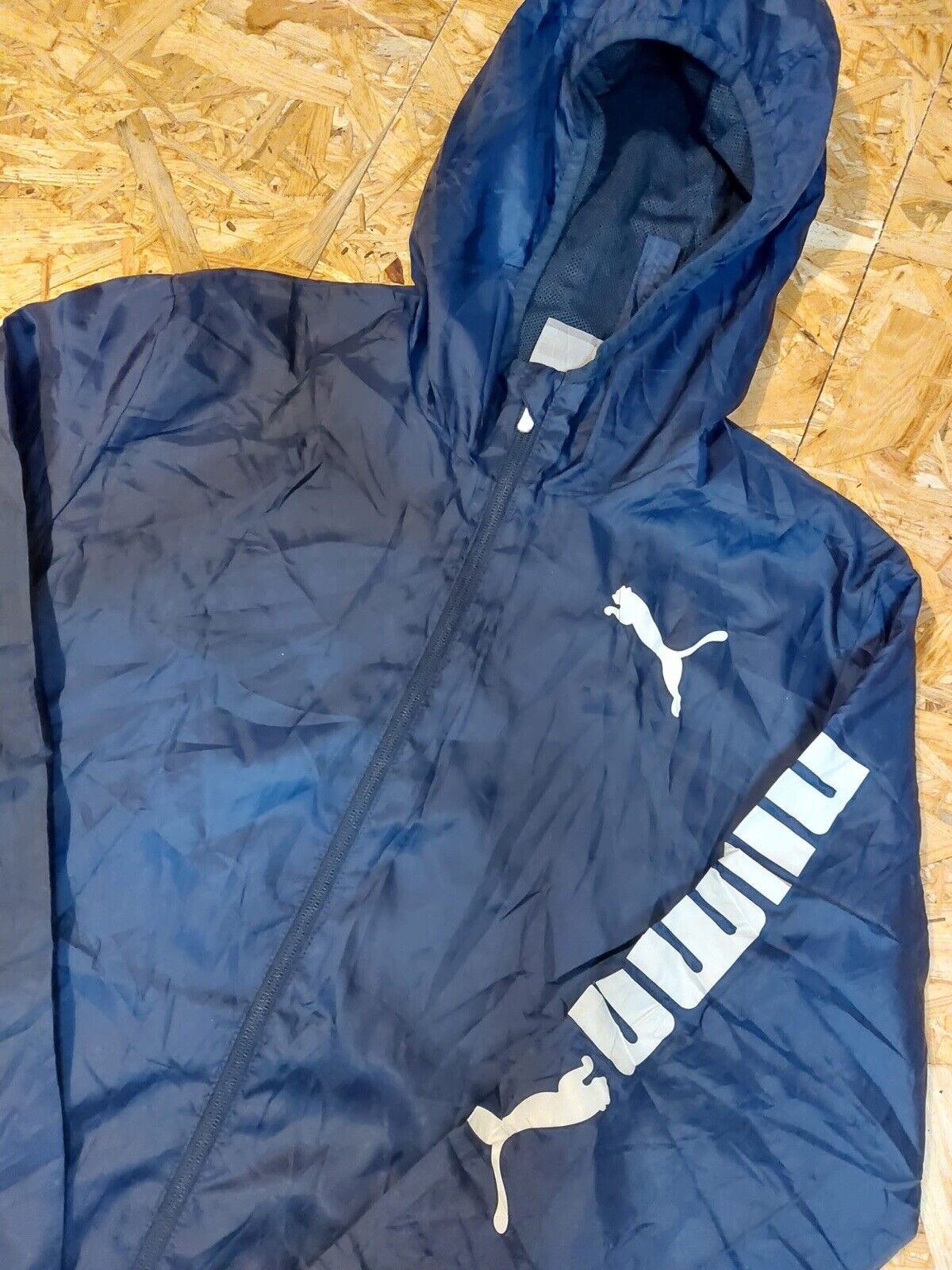 Vintage Puma Sz S Blue Shell Windbreaker Tracksuit Jacket Print 90s Retro Sport