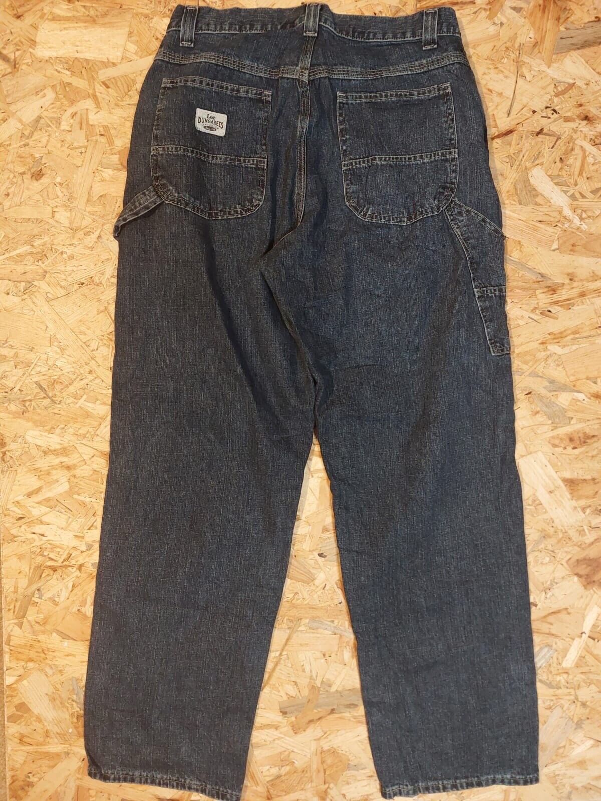 Vintage LEE Dungarees W33 L32 Straight Fit Mid Blue Denim Jeans 90s retro