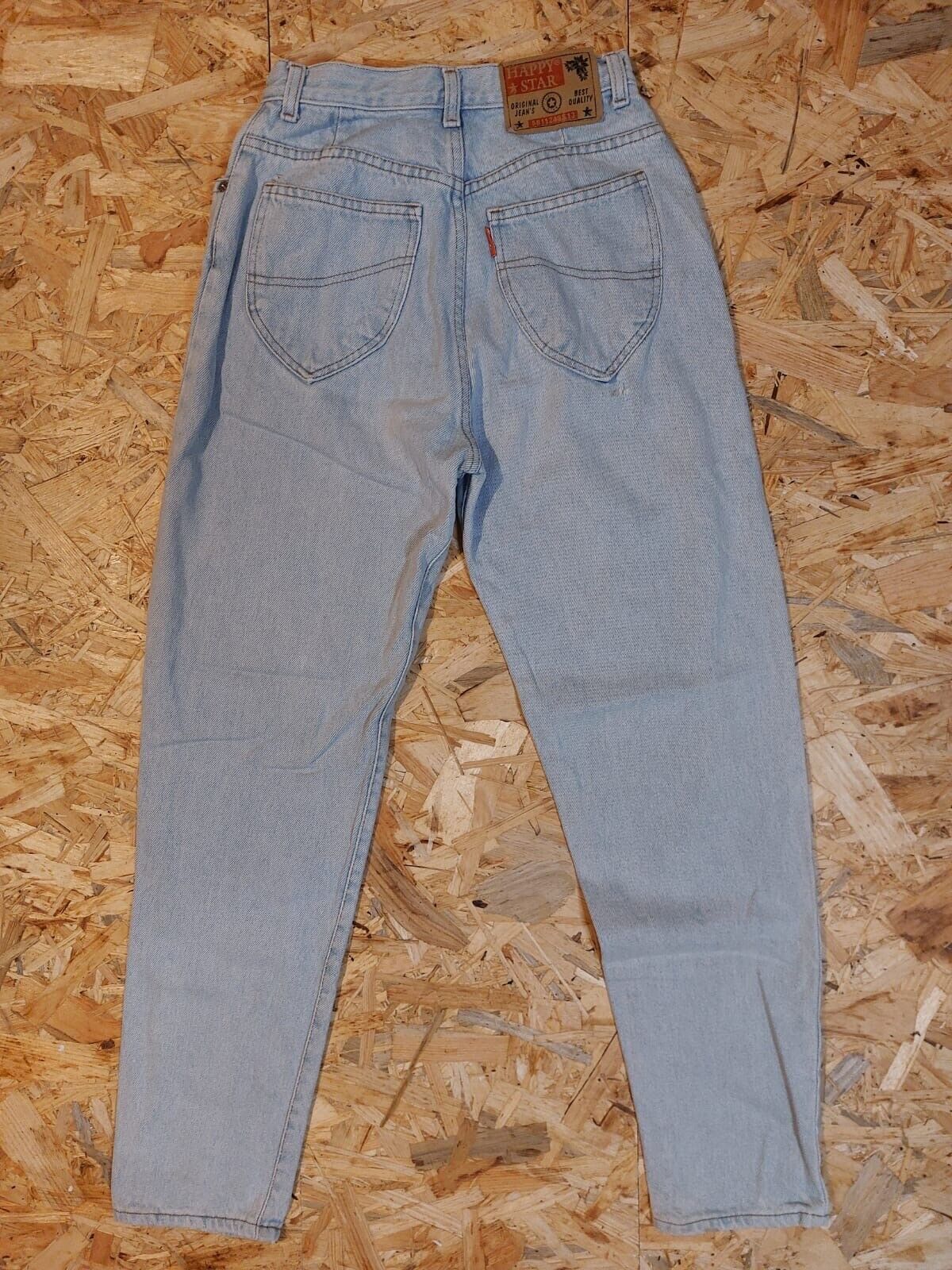 Vintage Happy Star W30 L30 Light Blue Straight Denim Jeans cotton Y2K