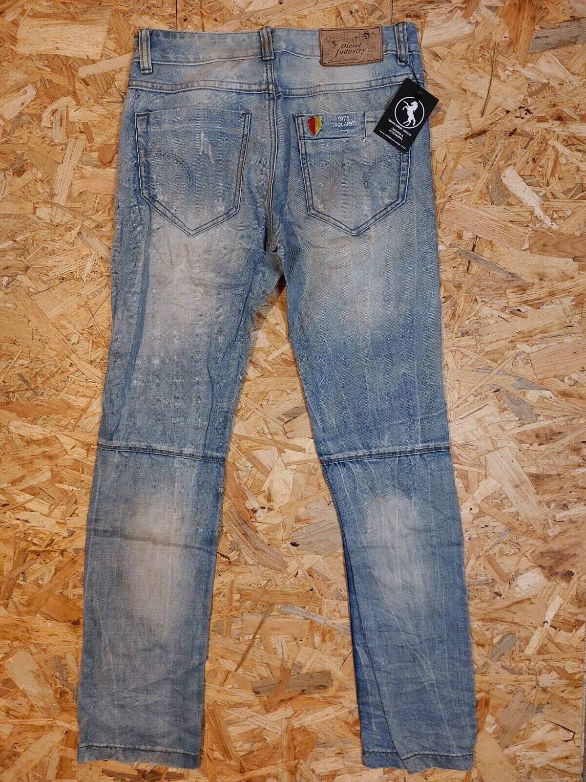 Vintage Diesel Industry W31 L33 rework Light Blue Straight Denim Jeans 90s retro