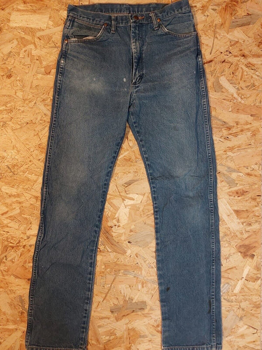 Vintage Wrangler W33 L36 Straight Mid Blue Jeans 90s Retro Cotton