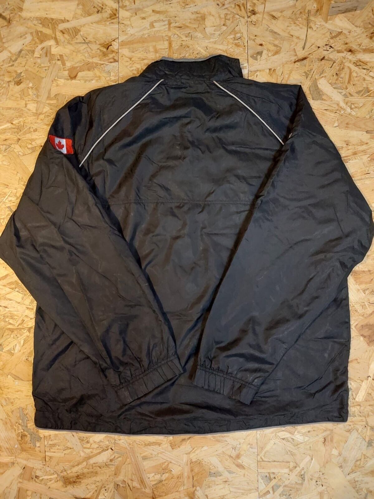 Vintage Reebok Sz XL Black Windbreaker Tracksuit Jacket Stripe 90s Retro Canada