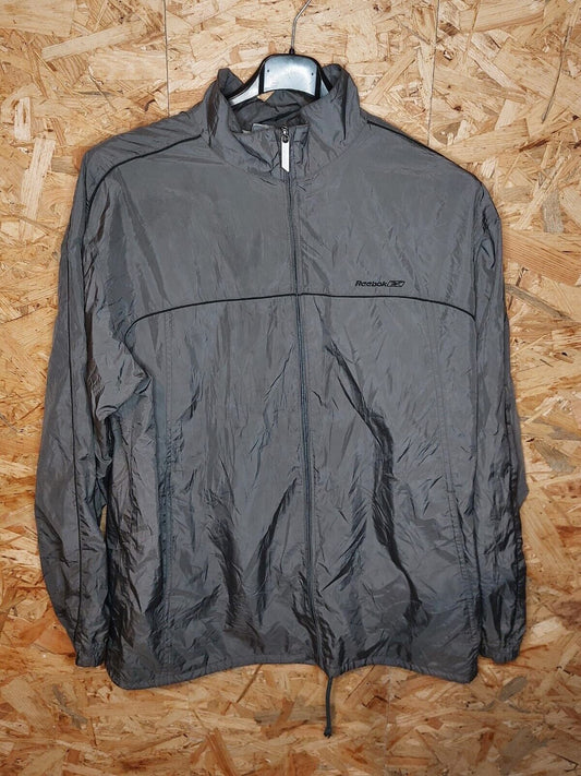 Vintage Reebok Classic Sz L Track Windbreaker Jacket retro 90s Dark Grey