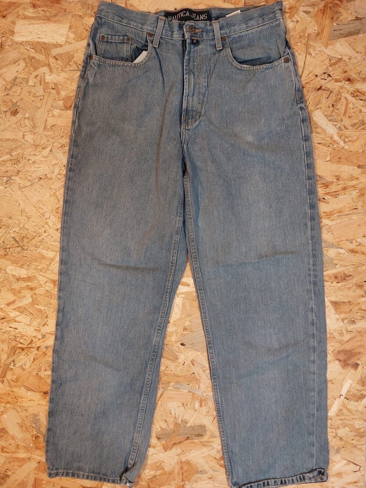 Vintage Nautica W33 L32 Light Blue Denim Jeans 90s Retro