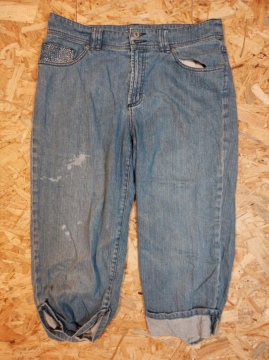 Vintage Chico's Platinum Women's Sz 2 Mid Blue Straight Denim Jeans 90s retro