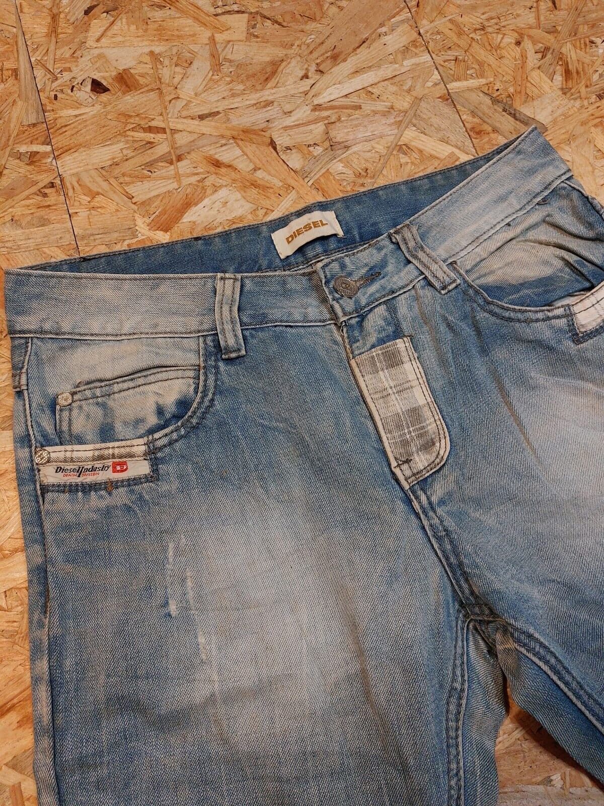 Vintage Diesel Industry W31 L33 rework Light Blue Straight Denim Jeans 90s retro