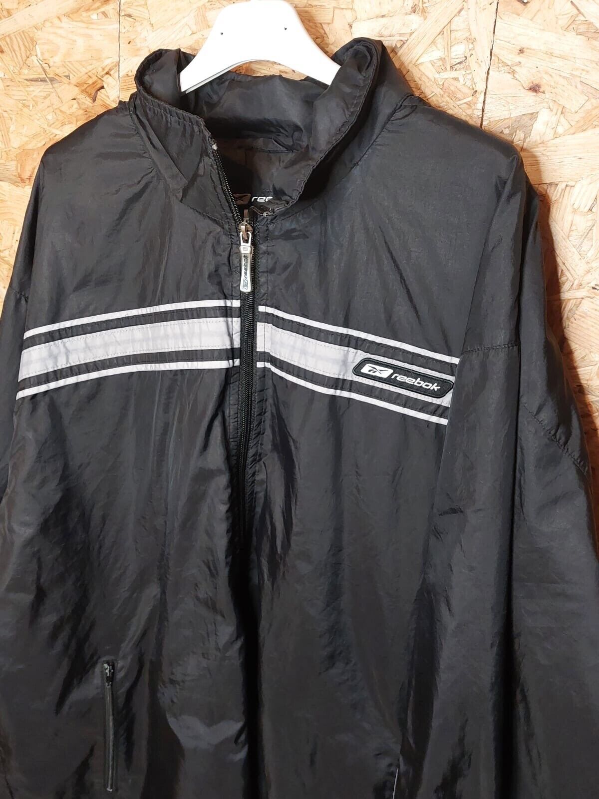 Vintage Reebok Classic Sz XL Track Windbreaker Jacket 80s Black Retro