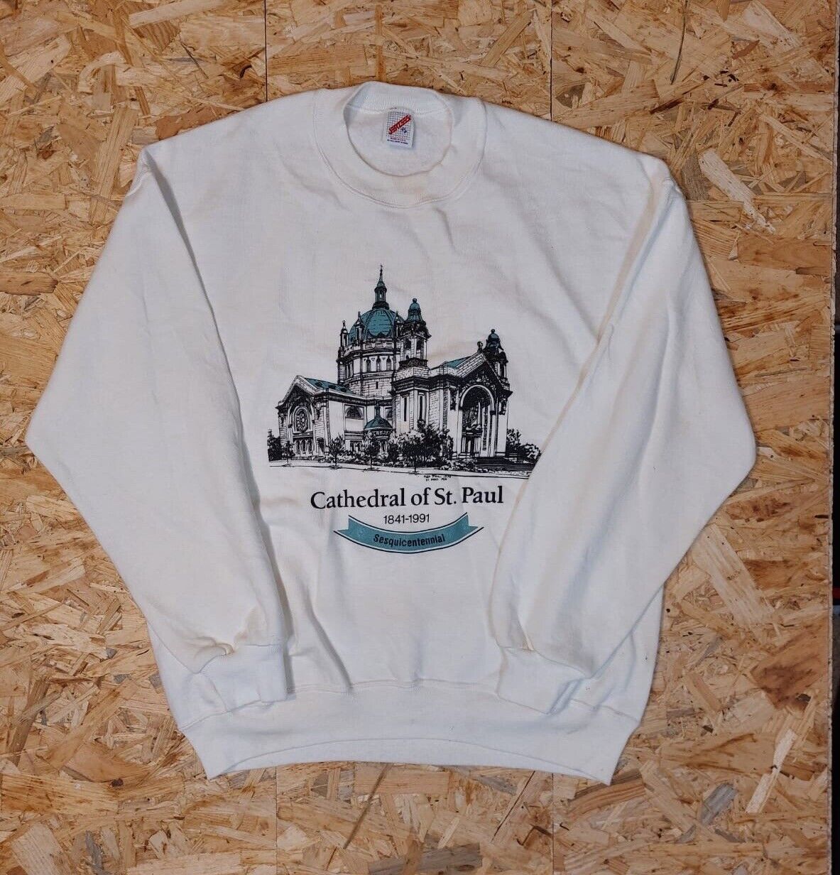 Vintage Graphic print Sz XL X-LARGE White sweatshirt At Paul’s Cathedral 90s