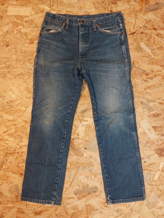 Vintage Wrangler W33 L30 Straight Mid Blue Jeans 90s Retro Cotton