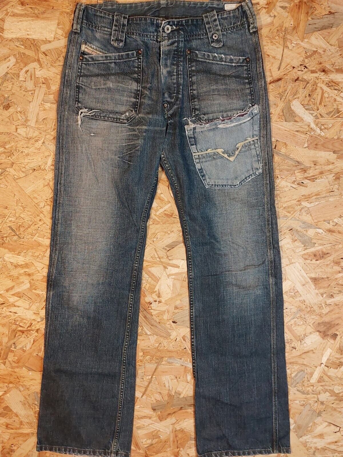 Vintage Diesel Industry W31 L34 MOORIX Mid Blue Straight Denim Jeans rework pkt