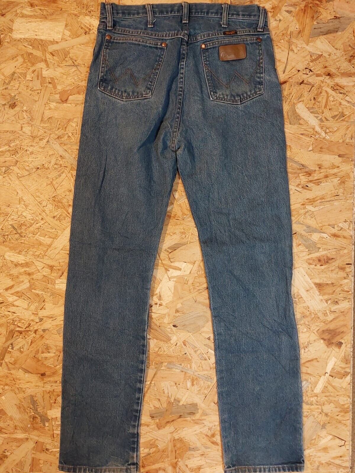 Vintage Wrangler W33 L36 Straight Mid Blue Jeans 90s Retro Cotton