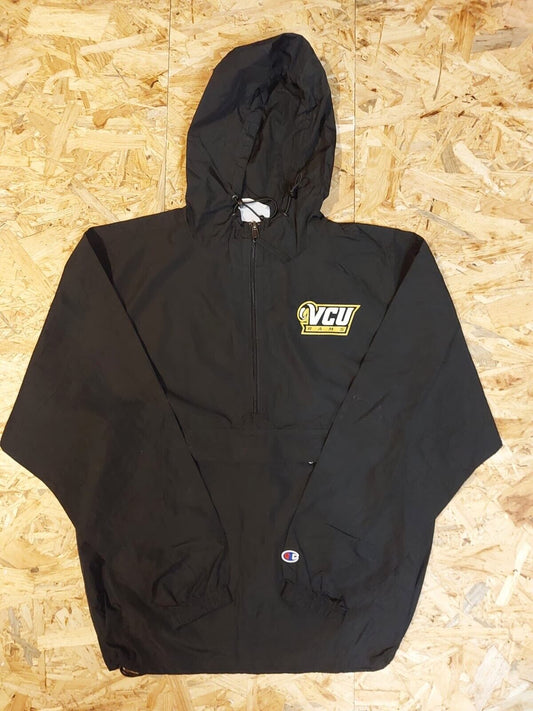 Champion VCU RAMS Sz L Black Windbreaker Tracksuit Jacket NFL Sports - WhiteHorse Vintage