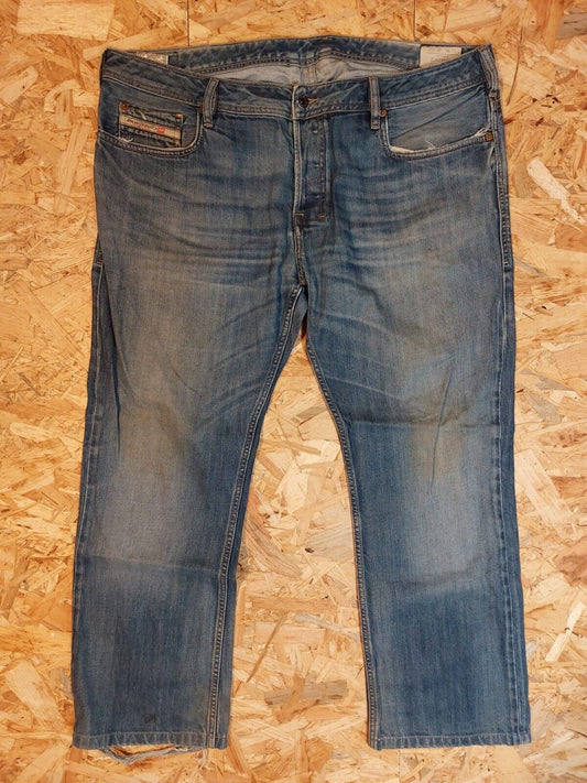 Diesel ZATINY W38 L34 Mid Blue 008XR denim Jeans Straight Leg 90s Vintage retro - WhiteHorse Vintage