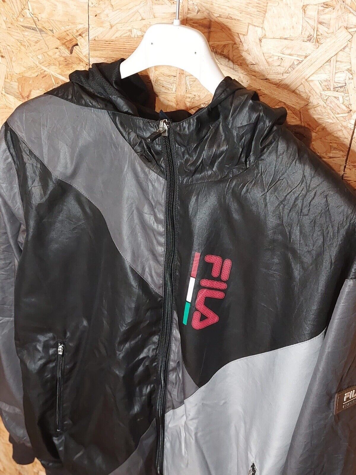 Vintage FILA Authentic Sz S Windbreaker Tracksuit Jacket | Red & Black 90s Retro