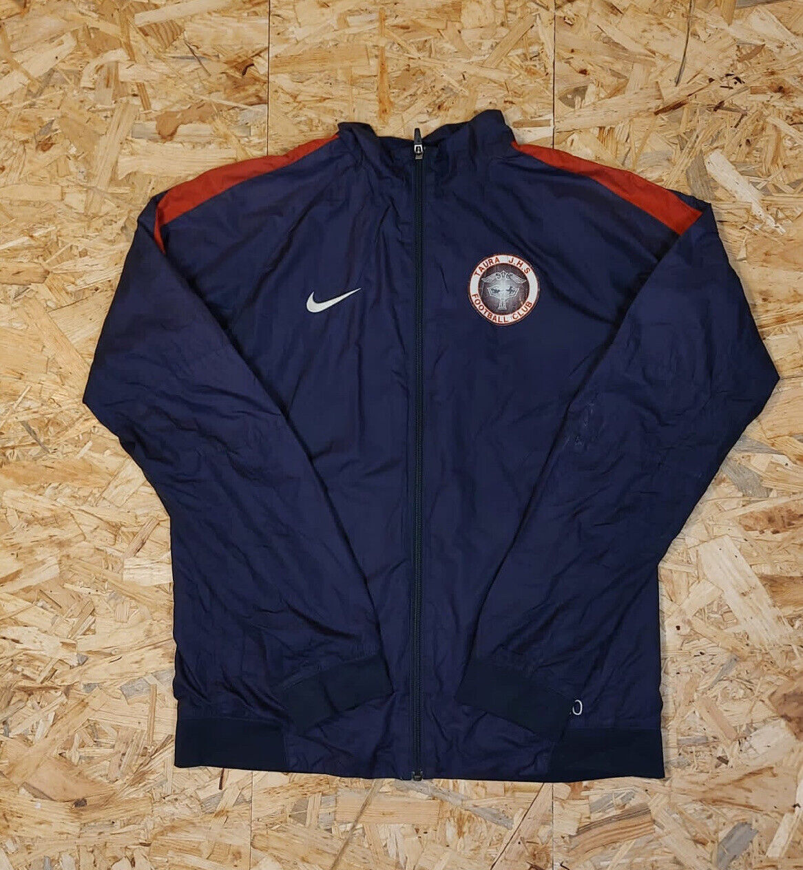 Vintage Nike Sz L large Windbreaker Tracksuit Jacket Blue 90s Nike Tick Football