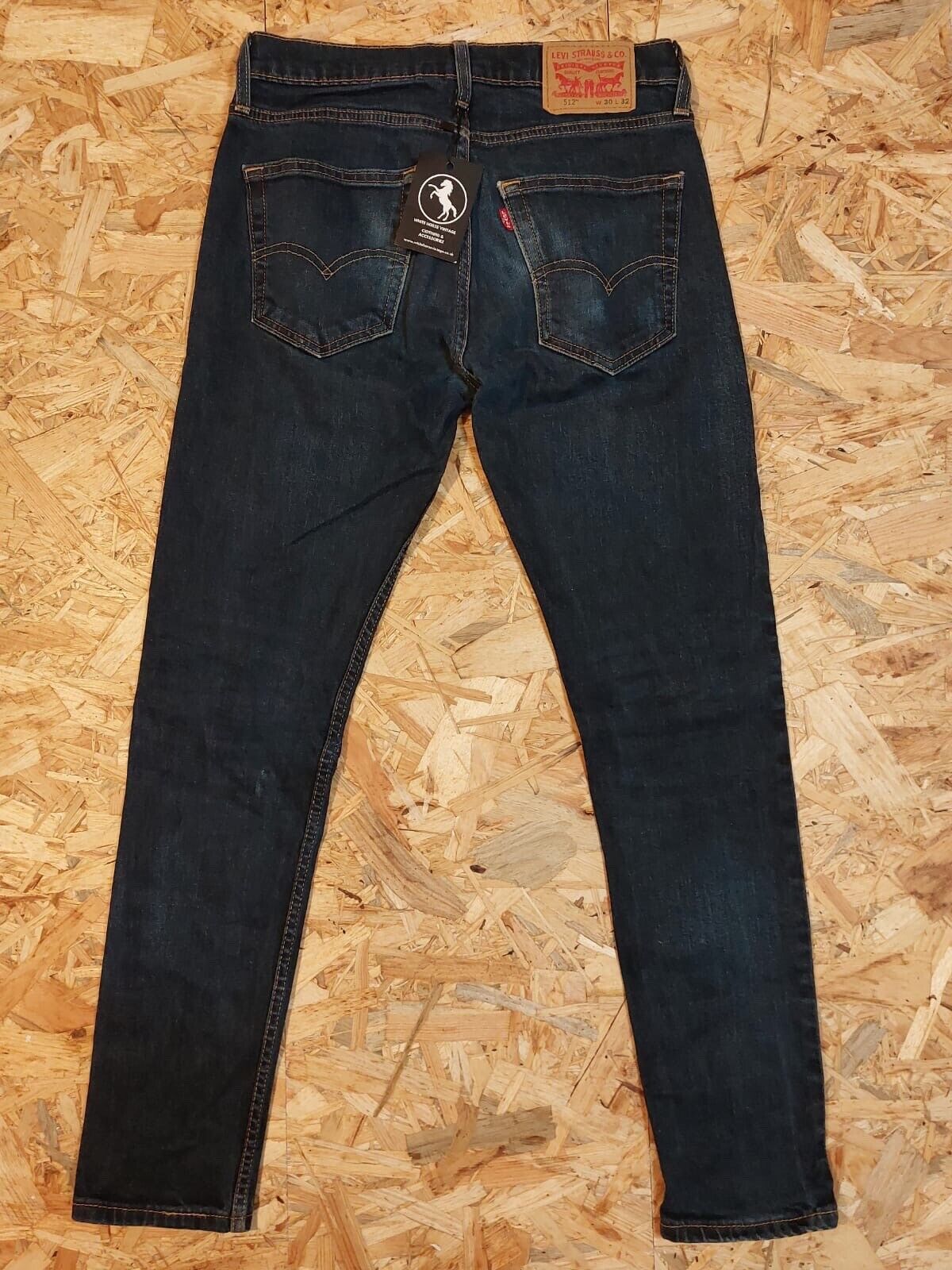 Vintage Levi's Strauss 512 W30 L32 Dark Blue Straight Denim Jeans 90s retro