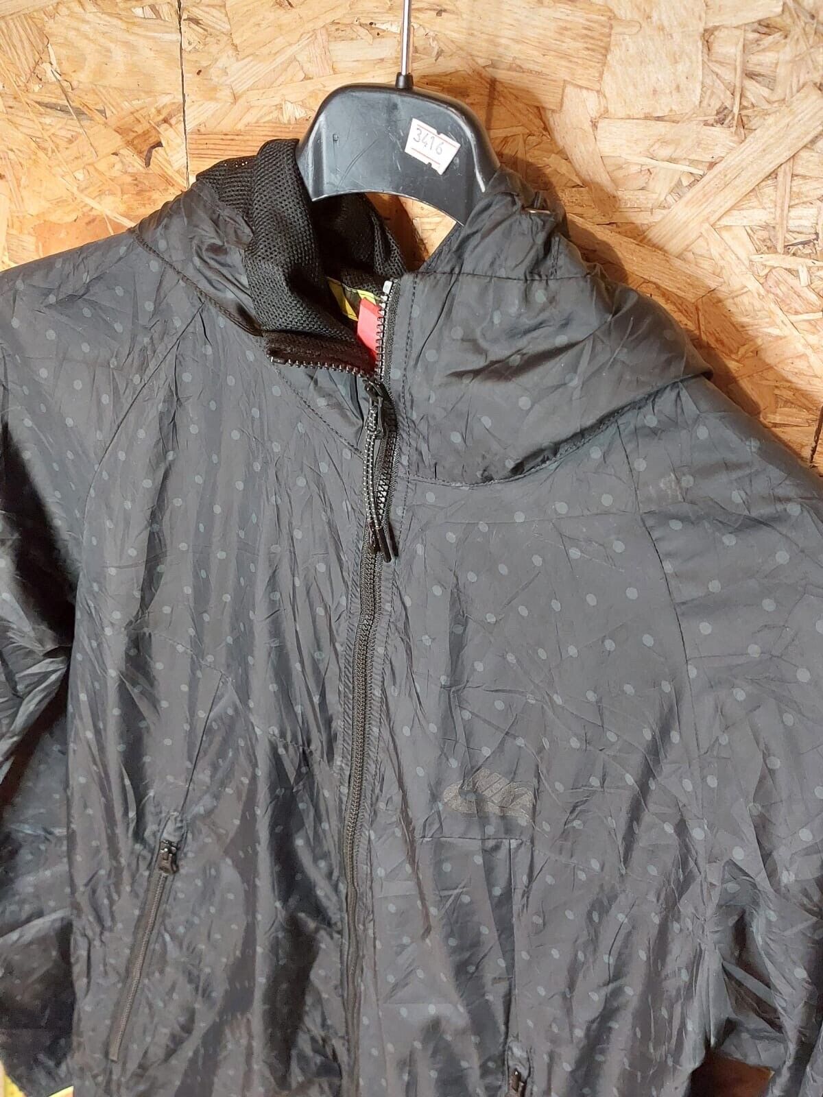 Vintage Nike Sz S Black Windbreaker Dotted Tracksuit Sports Jacket 90s retro