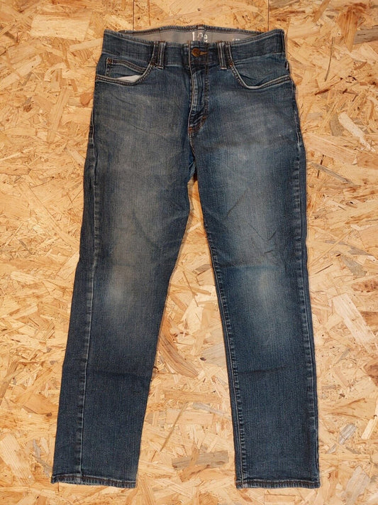 Vintage LEE W32 L32 Slim Straight Fit Blue Denim Jeans 90s retro