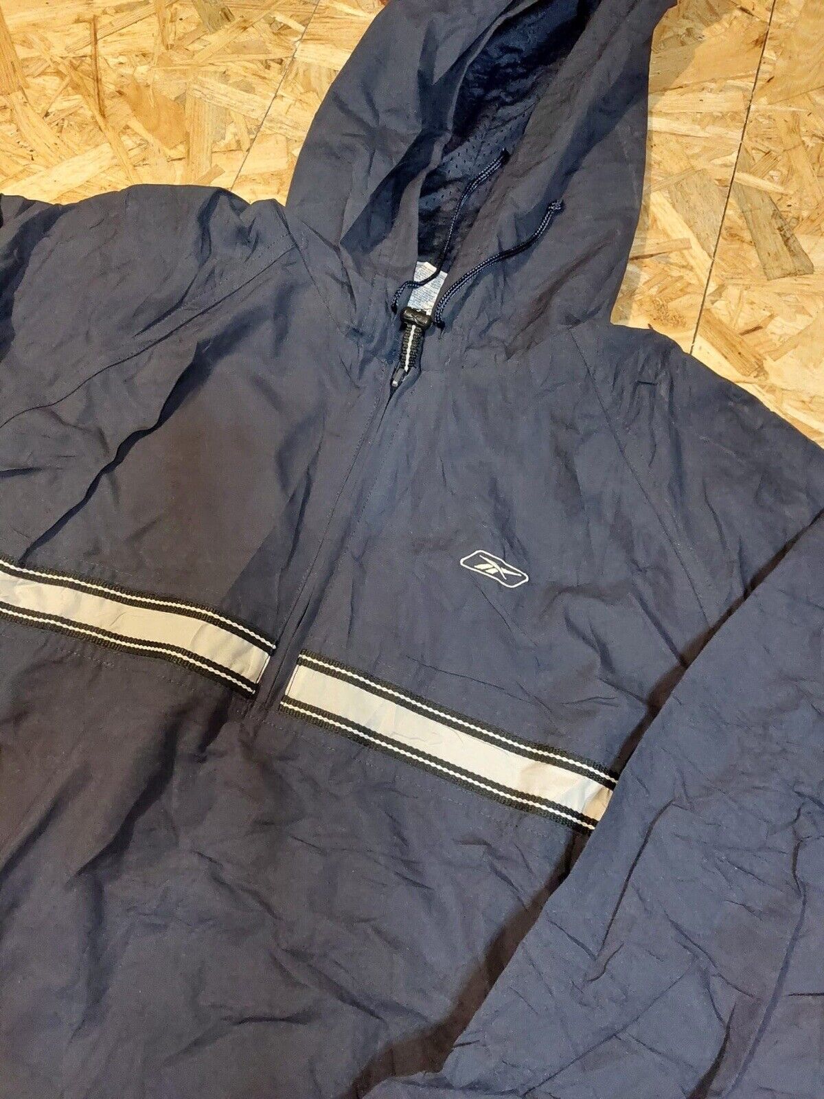 Vintage Reebok Sz 16 Blue Shell Windbreaker Tracksuit Jacket 90s Retro Sport