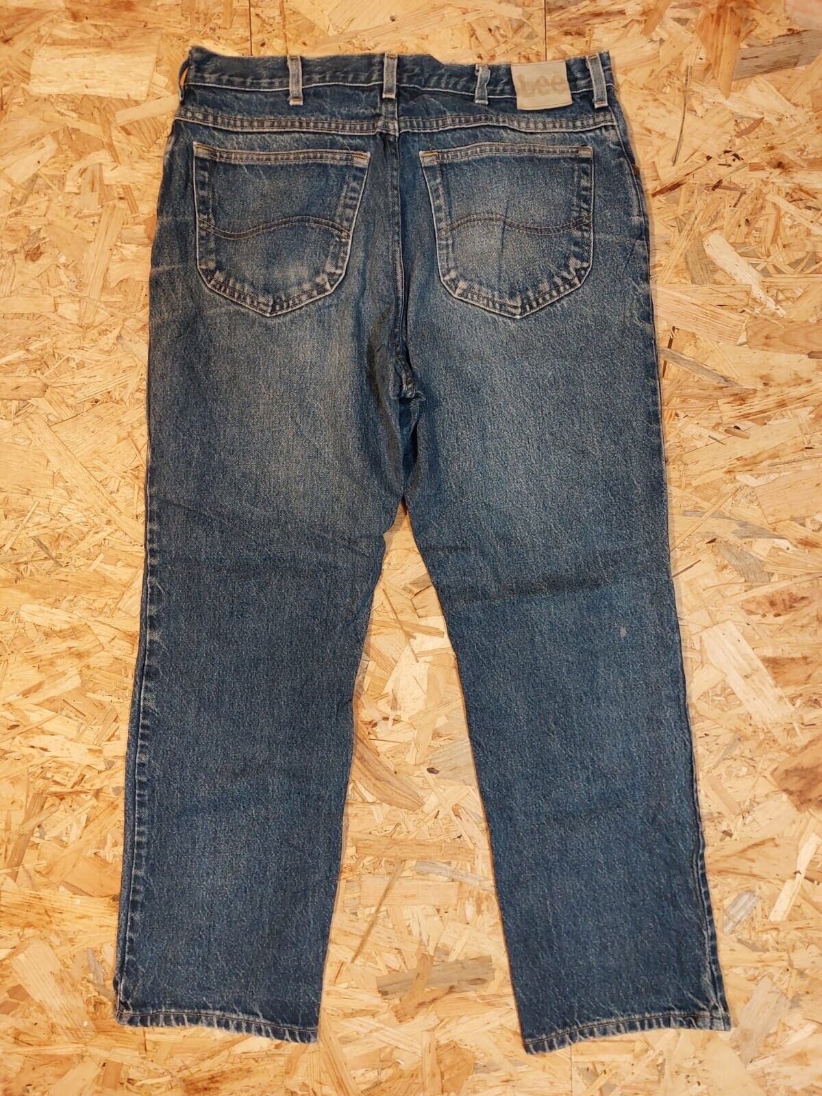 Vintage LEE W36 L30 Straight Fit Mid Blue Denim Jeans 90s retro