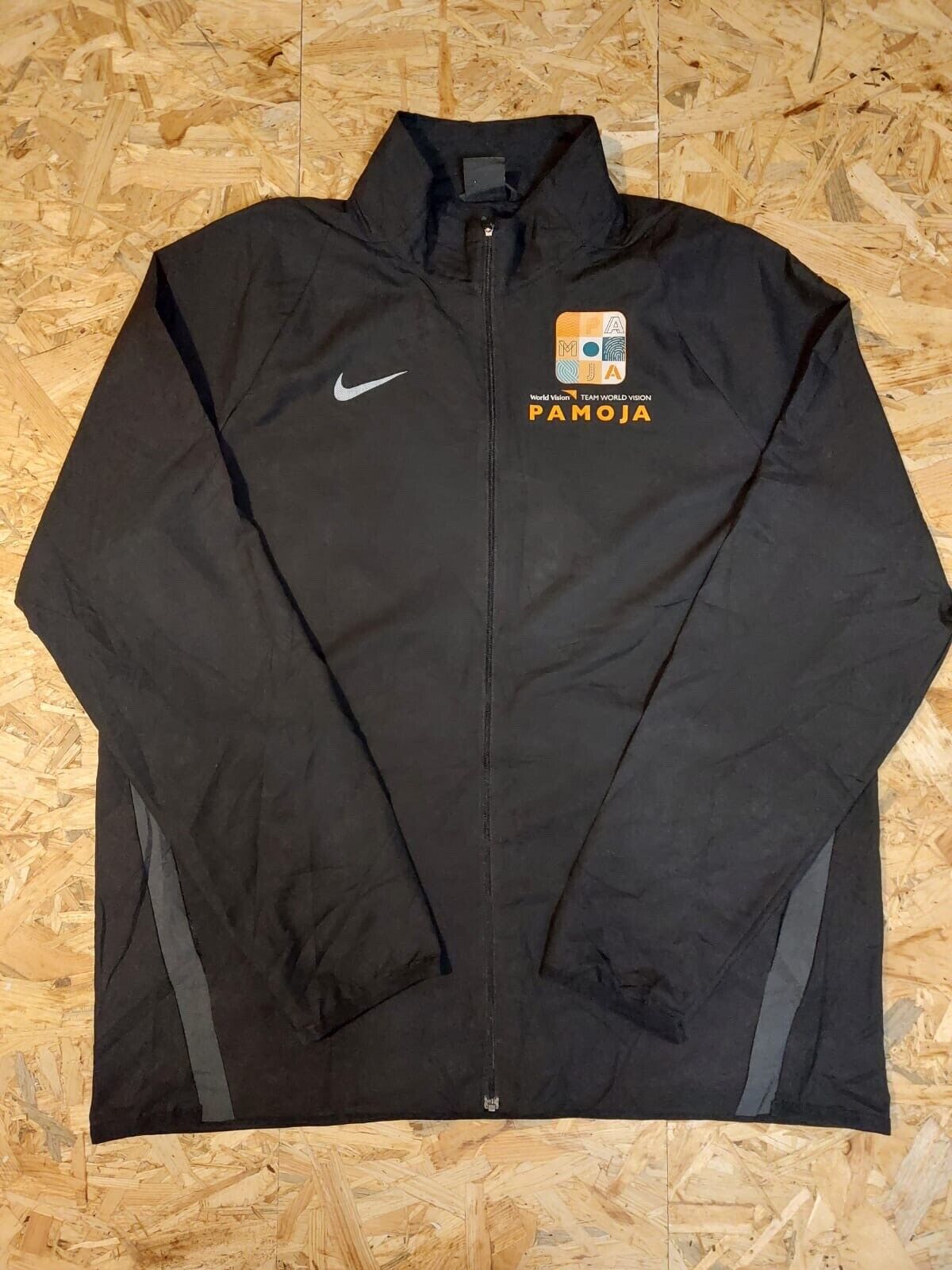 Nike Sz XL Black Windbreaker Tracksuit Jacket PAMOJA Run the world vison - WhiteHorse Vintage