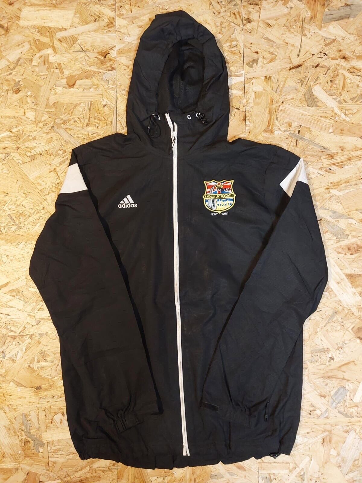 Vintage Adidas Sz L Black Windbreaker Tracksuit Jacket Kelowna Secondary 90s - WhiteHorse Vintage