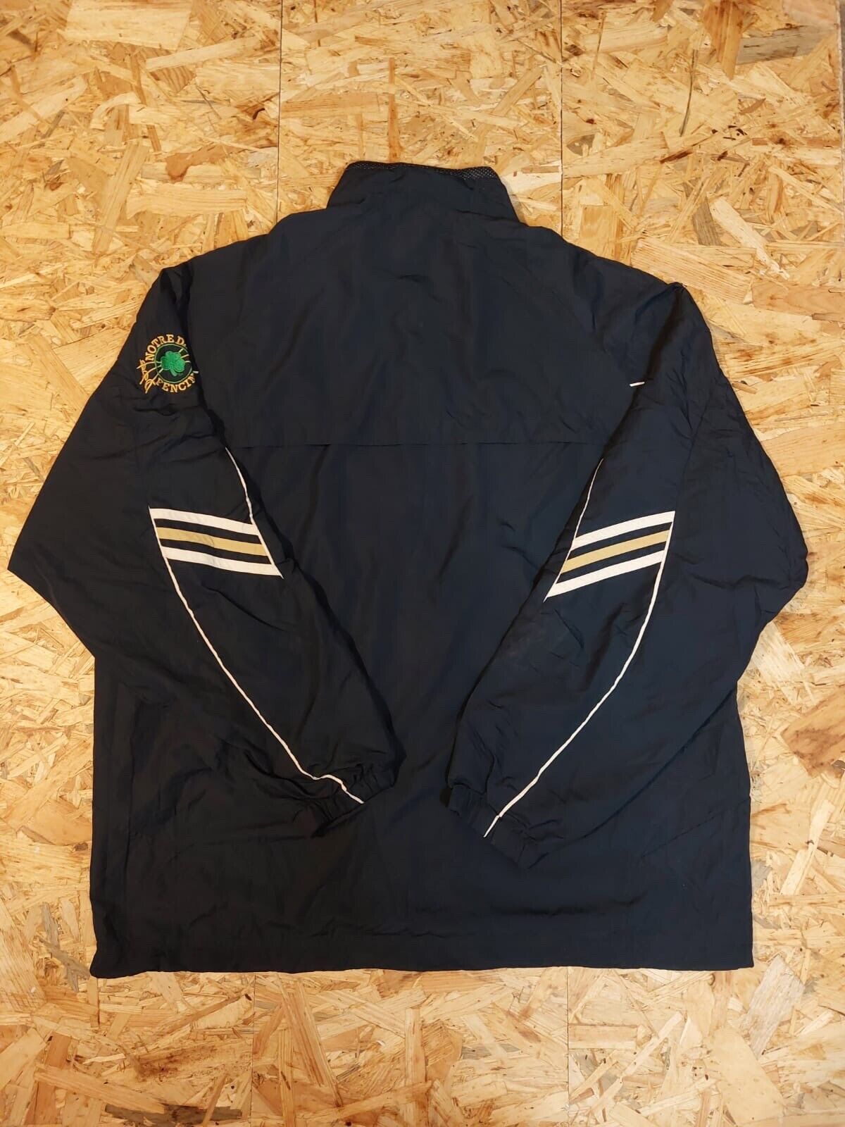 Vintage Adidas Sz L Navy Blue Windbreaker Tracksuit Jacket 90s Retro NOTRE DAME - WhiteHorse Vintage