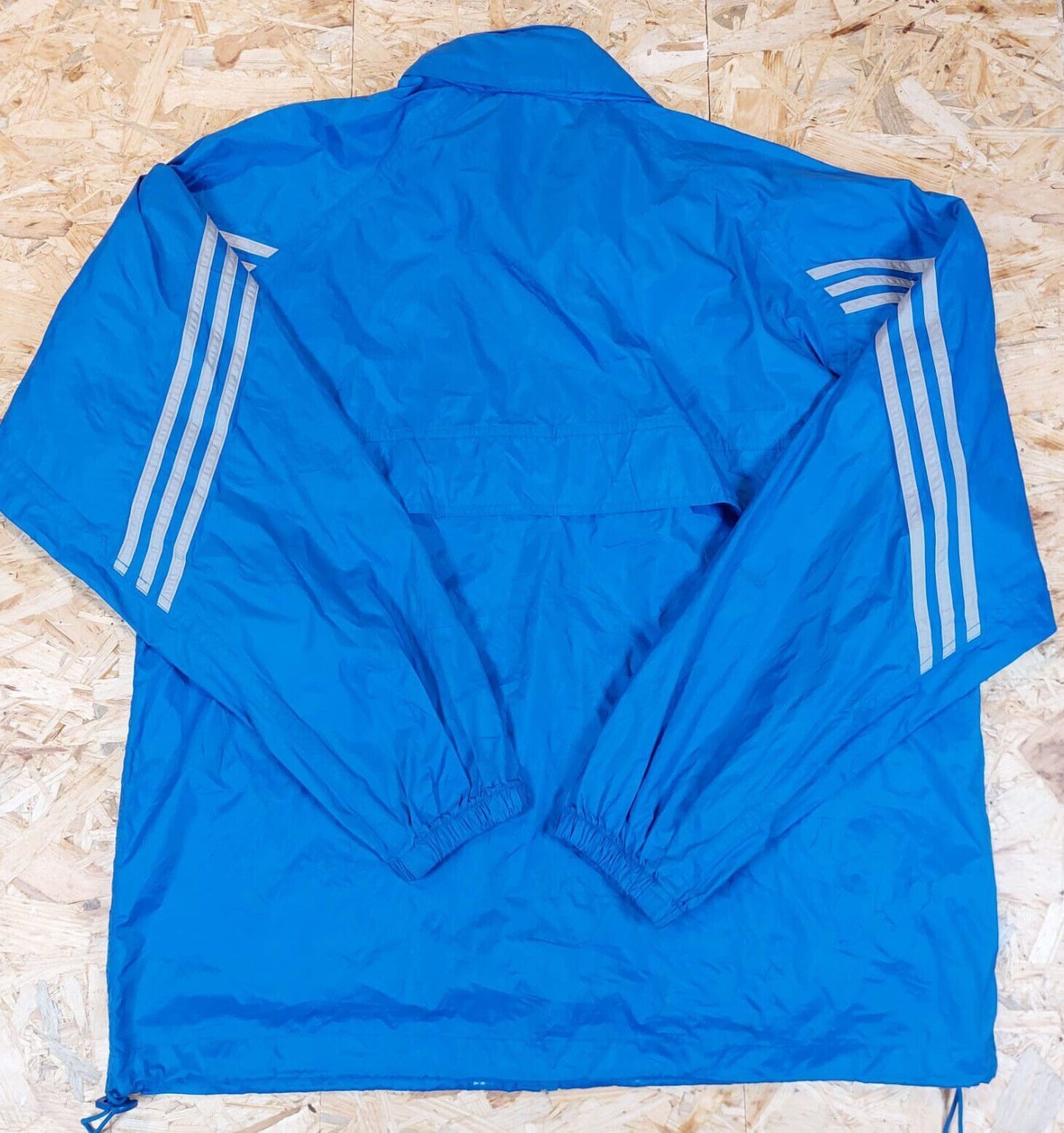 Vintage Adidas Sz L Windbreaker Tracksuit Jacket Blue White Stripe 90s Retro - WhiteHorse Vintage