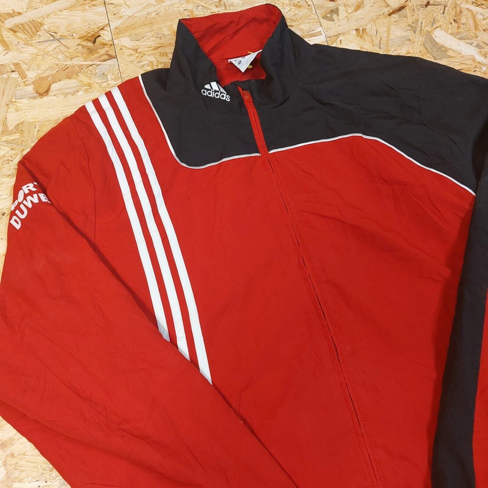 Vintage Adidas Sz L Windbreaker Tracksuit Jacket Red 90s Retro VfL Football - WhiteHorse Vintage