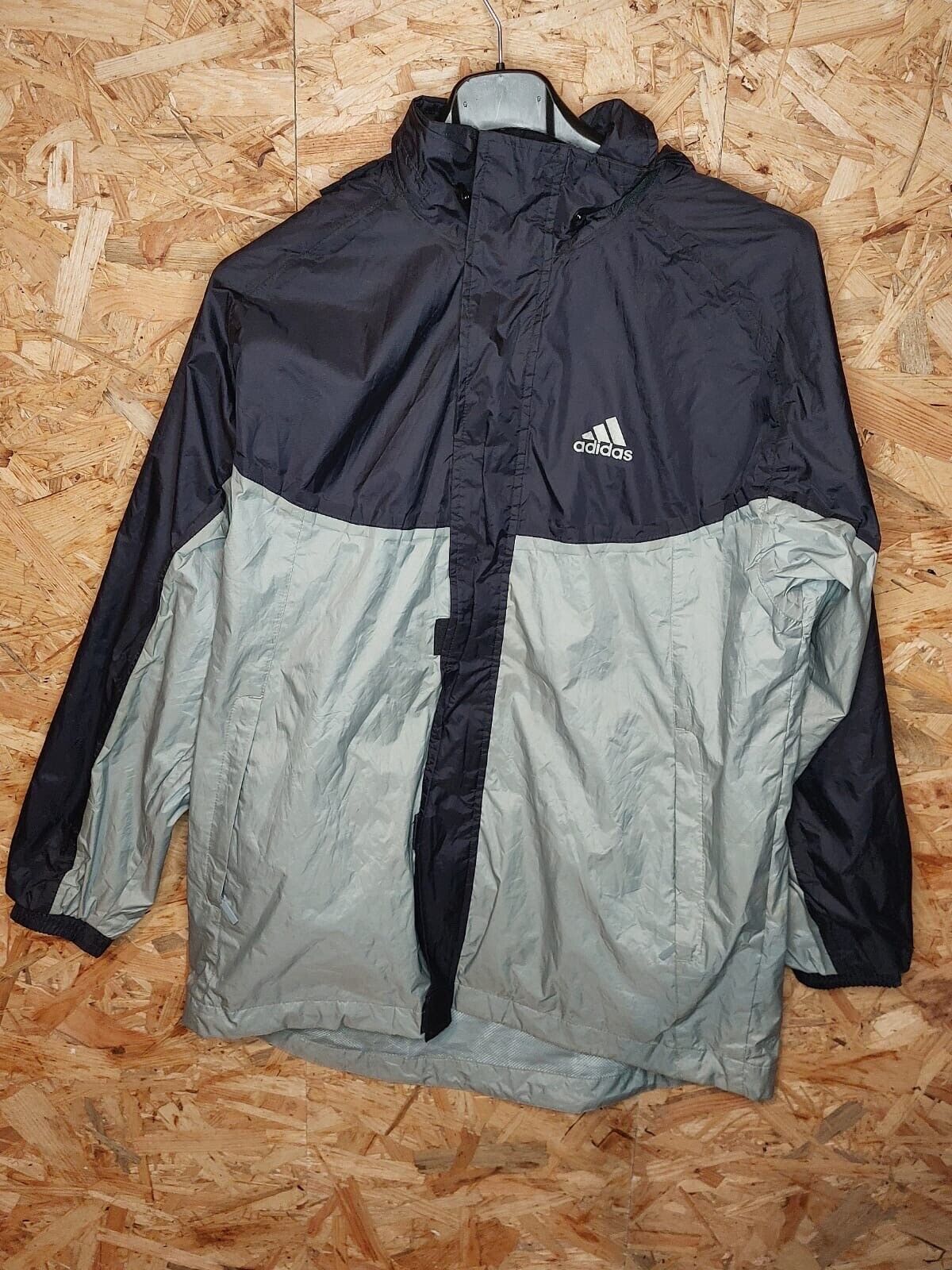 Vintage Adidas Sz Large Windbreaker Tracksuit Jacket Grey Black 80s Retro - WhiteHorse Vintage