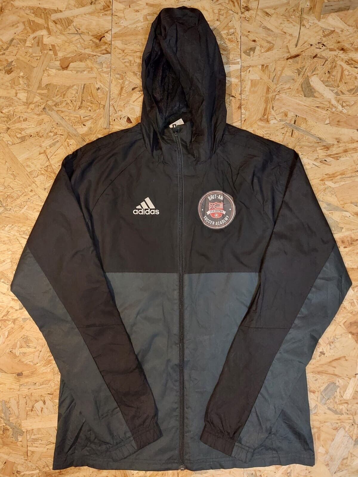 Vintage Adidas Sz S Black Windbreaker Tracksuit Jacket 1999 BRIT - AM SOCCER Proff - WhiteHorse Vintage