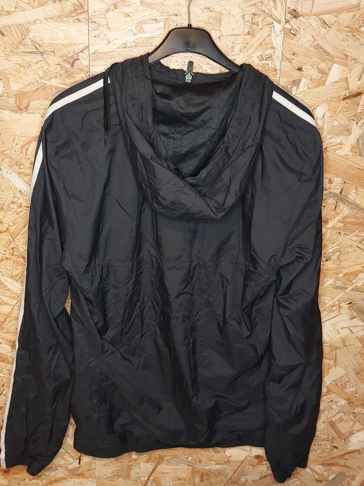 Vintage Adidas Sz S Windbreaker Tracksuit Jacket Black white stripe 90s Retro - WhiteHorse Vintage